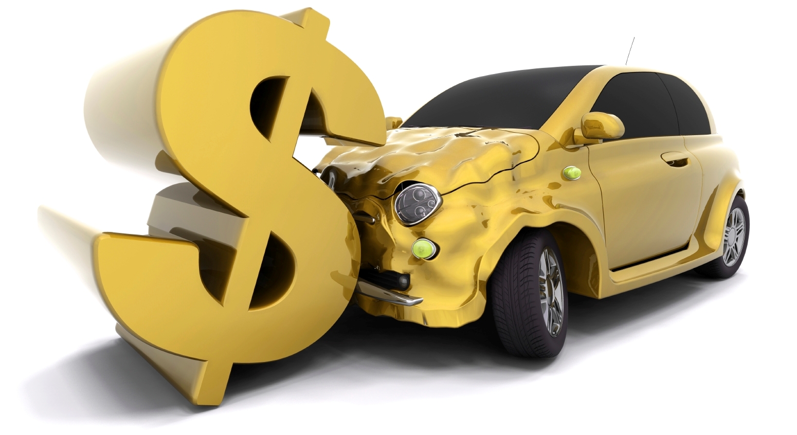 Car crashing into a dollar sign